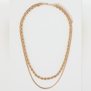 2/$10 H&M Gold colored double stranded Necklace